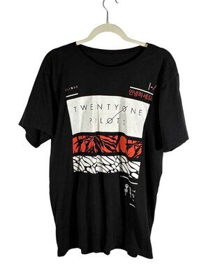 Twenty One Pilots Clique band tee Graphic T-Shirt Black Red White Unisex Medium